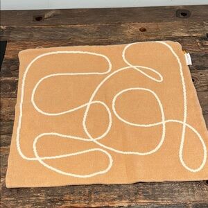 LumiLiving soft cotton knit throw pillow abstract line cover in baked clay 18x18